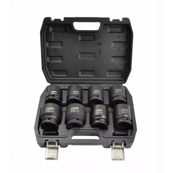 AWTOOLS Black Line 3/4 Inch Drive Impact Socket Set, 8-Piece, 24-38mm, Short, Cr-Mo