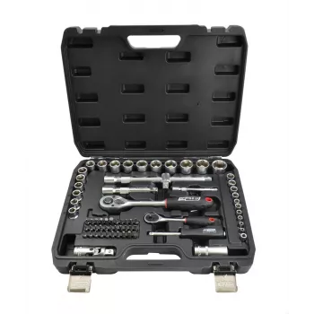 AWTOOLS 72-Piece 1/2 inch & 1/4 inch Drive Socket Wrench Set BLACK LINE