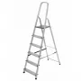 AWTOOLS AW23016 Freestanding Aluminum Step Ladder, 6 Steps, 125 kg Capacity, Silver