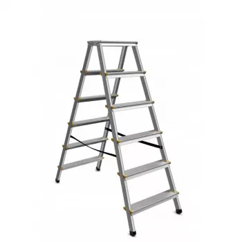 AWTOOLS AW23029 Aluminum Folding Step Ladder Stool, 6 Steps, 150 kg Load Capacity, EN 131, Silver