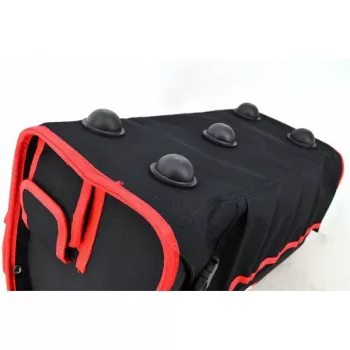 AWTOOLS AW30661 Tool Storage Case, 480 x 250 x 250 mm, High-Impact Polypropylene, Black with Red Accents, Metal Latches, Padlock Eye, Foldable Handle, 2 Lid Organizers