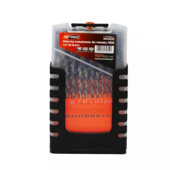 AWTOOLS Cobalt Metal Drill Bit Set 19 Pieces 1.0-10.0mm HSS-Co M35 DIN 338