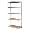 AWTOOLS AW23160 Heavy-Duty Boltless Shelving Rack, 5 Adjustable MDF Shelves, 250 kg per Shelf, Galvanized Steel Frame, 180x90x40 cm, Silver