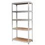 AWTOOLS AW23160 Heavy-Duty Boltless Shelving Rack, 5 Adjustable MDF Shelves, 250 kg per Shelf, Galvanized Steel Frame, 180x90x40 cm, Silver