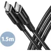 AXAGON BUCM-CM15AB USB-C to USB-C 2.0 Cable, 1.5m, PD 60W, 3A, Braided - Black