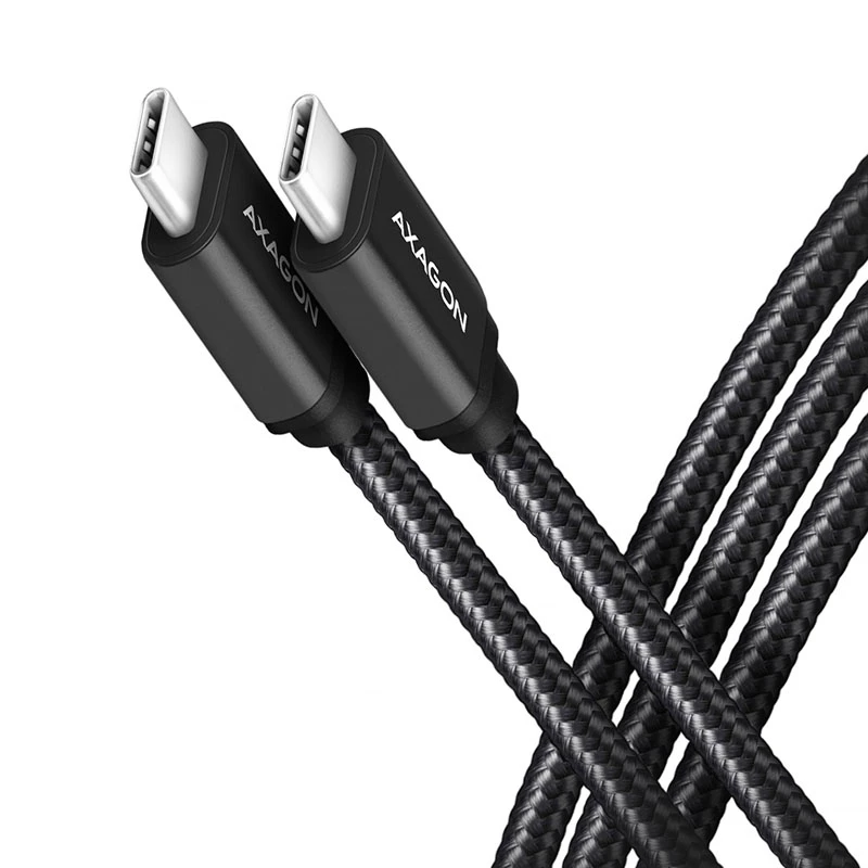 AXAGON BUCM-CM15AB USB-C to USB-C 2.0 Cable, 1.5m, PD 60W, 3A, Braided - Black