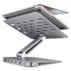 AXAGON HMC-STND Notebook Stand 10-16 inch with 7-in-1 USB-C Hub, 4K HDMI, 100W PD, Gigabit Ethernet, SD Card Reader – Silver