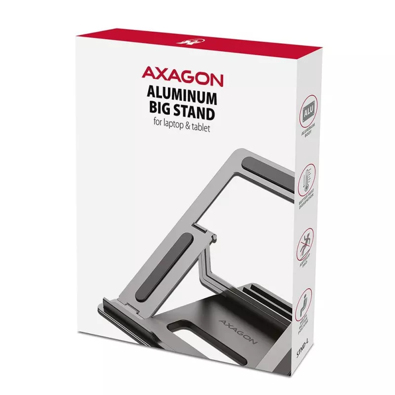 AXAGON STND-L Notebook Stand 10-16 inch Aluminium Foldable Height Adjustable Silver