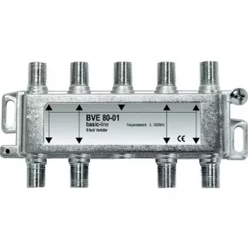 AXING BVE 8-02 8-Way F-Type Splitter 5-2400 MHz, 75 Ohm, Die-Cast Zinc Housing