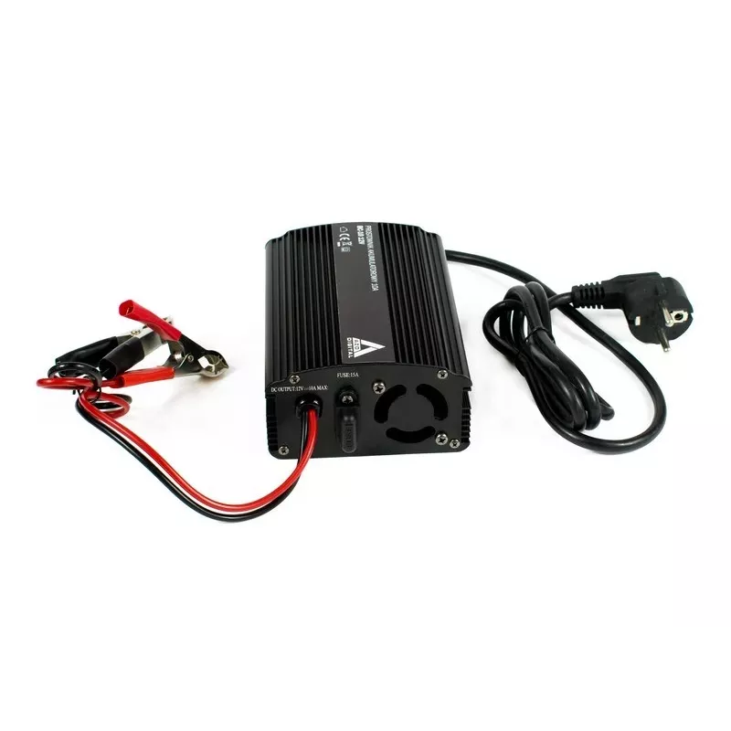AZO Digital 12V 10A 3-Stage Automatic Battery Charger for Lead-Acid Batteries (230V AC Input, EU Plug)