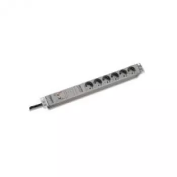 Bachmann 691689 19 inch 1U Rackmount Power Strip with 6 Schuko Outlets, Surge Protection and Mains Filter, Grey