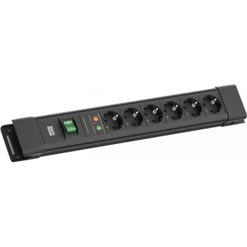 Bachmann CONNECTUS 6-Outlet Surge Protected Power Strip with Switch, 2m Cable, Black BM005911