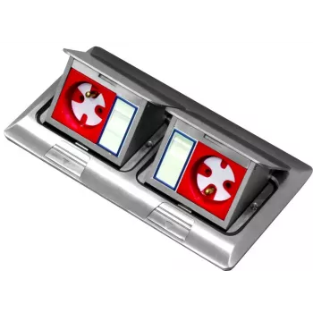 BACHMANN Mini Floor Box 2x3M – Double Countertop and Floor Box for 45x45mm Modules, Tilting Lid, Grey