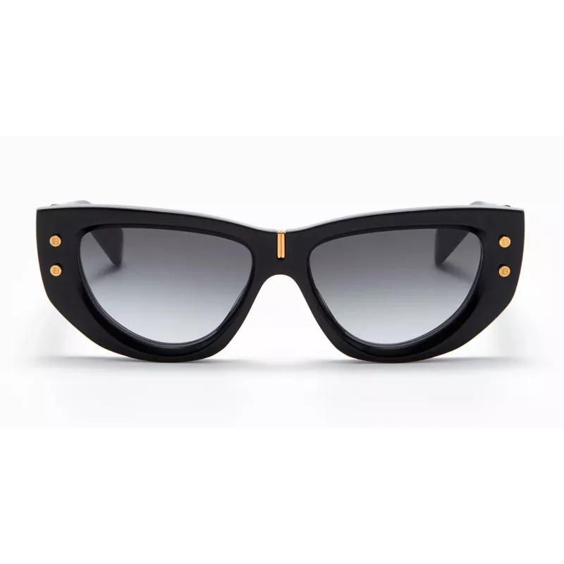 Balmain BPS-151A-55 Women's Sunglasses Black Acetate Grey Polycarbonate Lens 55 mm