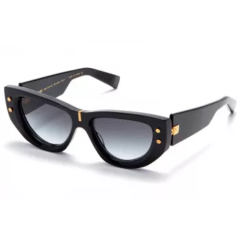Balmain BPS-151A-55 Women's Sunglasses Black Acetate Grey Polycarbonate Lens 55 mm