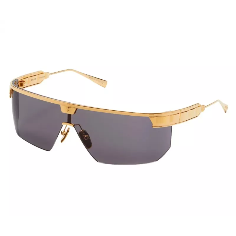 BALMAIN Unisex Sunglasses BPS-147A-142 Black Acetate Square Frame Grey Nylon Lenses 43/27/147 mm