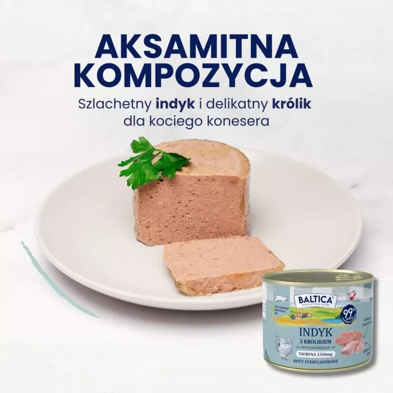 BALTICA Smaki Regionów Adult Cat Wet Food Turkey with Rabbit 185g Can