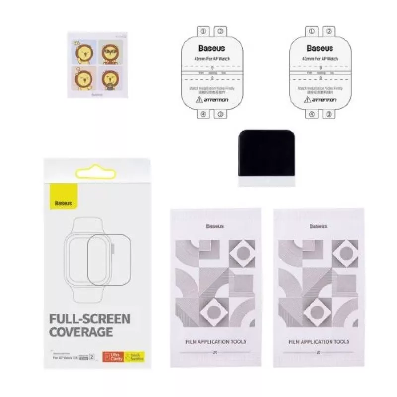 Baseus 41mm NanoCrystal Protective Film for Apple Watch 7/8/9, 2-Pack, Clear
