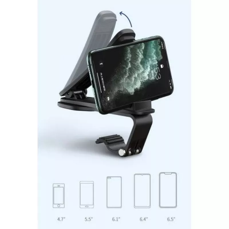 Baseus Big Mouth Pro Car Holder - Dashboard & Windshield Mount, 360° Rotation, Extendable Arm, Black