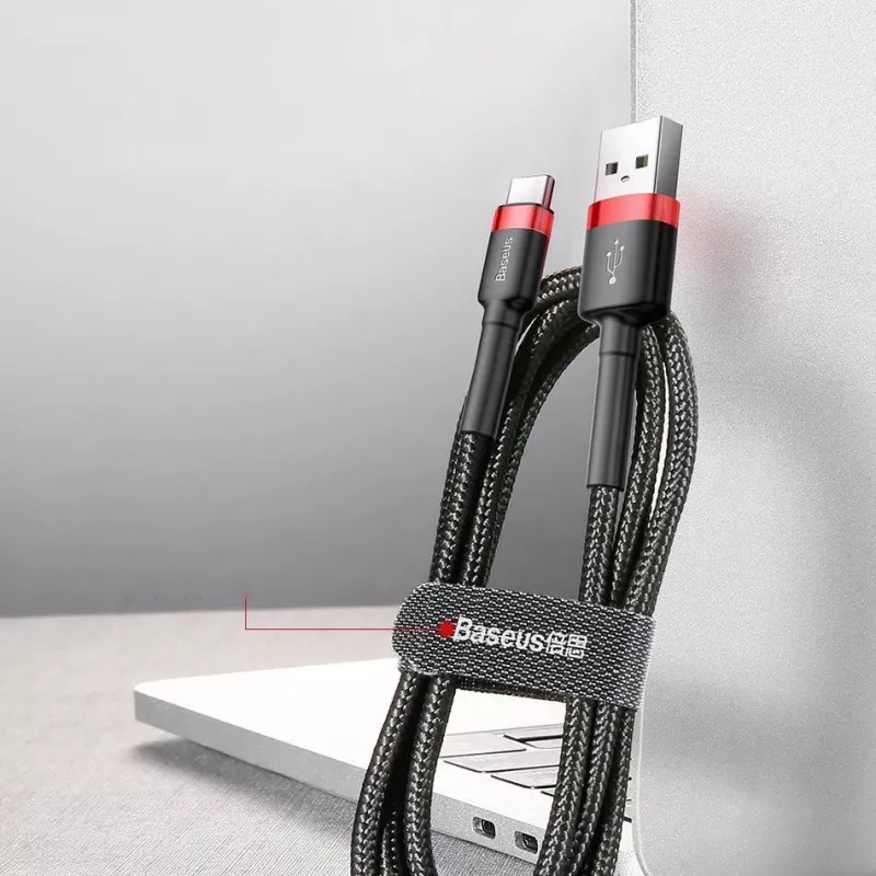 Baseus Cafule Cable Durable Nylon Braided USB-A to USB-C QC3.0 2A 3M Red (CATKLF-U09)