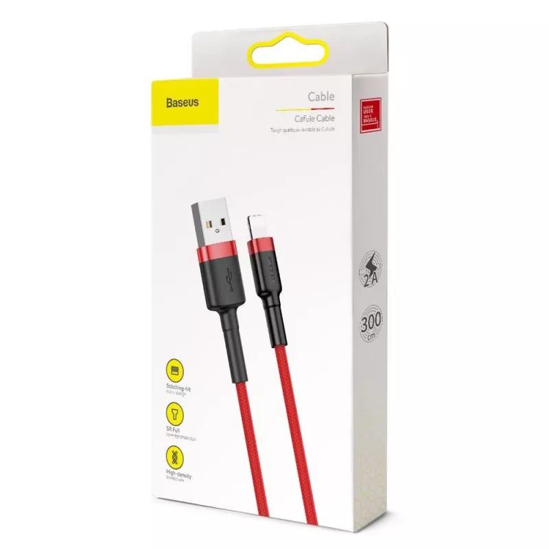 Baseus Cafule Lightning Cable 2A 3m Red/Black (CALKLF-R09)