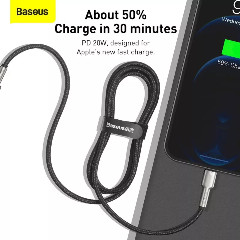 Baseus Cafule Series Metal USB-C to Lightning Cable PD 20W 1m Black