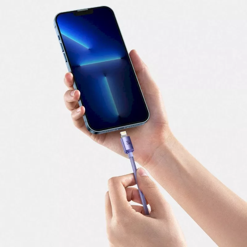 Baseus Crystal Shine Series USB-C to Lightning Fast Charging Data Cable 20W 1.2m Purple (CAJY000205)