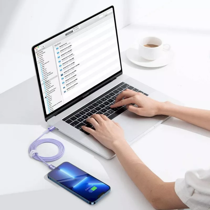 Baseus Crystal Shine Series USB-C to Lightning Fast Charging Data Cable 20W 1.2m Purple (CAJY000205)