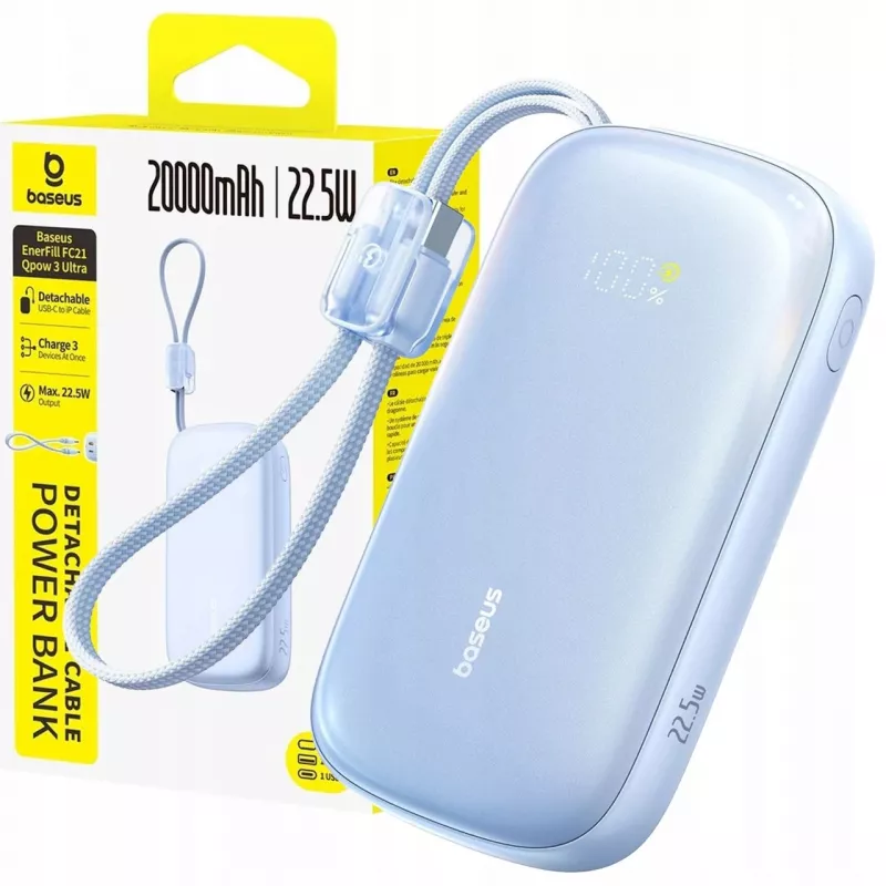 Baseus EnerFill FC21 Qpow 3 Ultra 20000 mAh 22.5W Power Bank Blue
