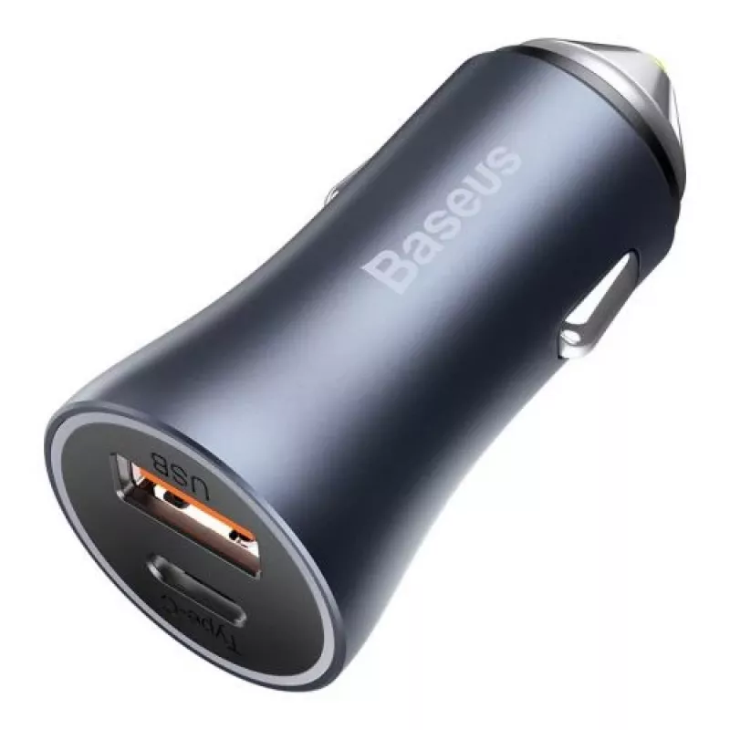 Baseus Golden Contactor Pro Car Charger 40W USB-A USB-C QC4.0+ PD SCP Grey