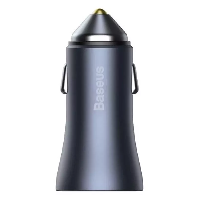 Baseus Golden Contactor Pro Dual Quick Car Charger 40W USB-C + USB-A PD 3.0 QC 4+ SCP FCP AFC with Type-C to Lightning Cable 1m Black Dark Gray