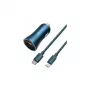 Baseus Golden Contactor Pro Dual Quick Car Charger 40W with USB-C to Lightning Cable 1m Blue