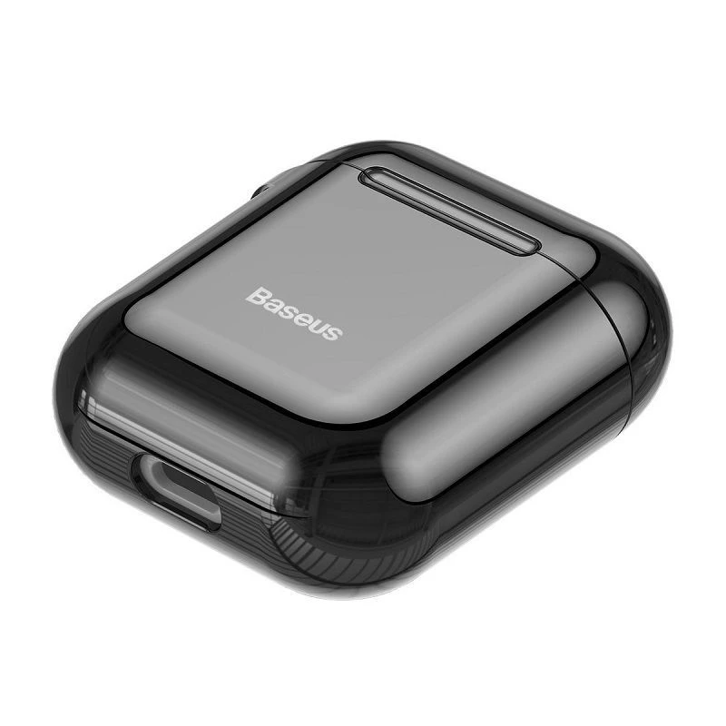 Baseus Metallic Shining Ultra-thin Silicone Protector Case with Hook for AirPods 1 / 2 Black