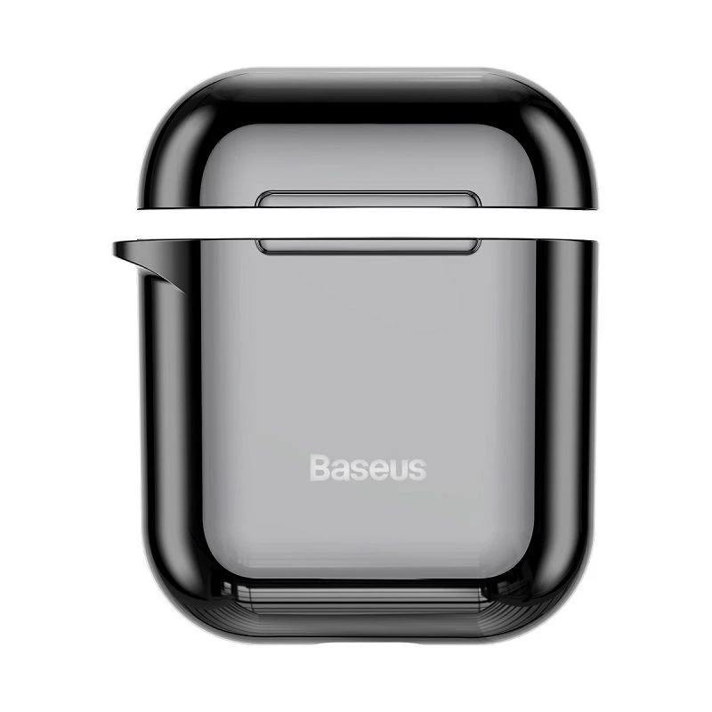 Baseus Metallic Shining Ultra-thin Silicone Protector Case with Hook for AirPods 1 / 2 Black