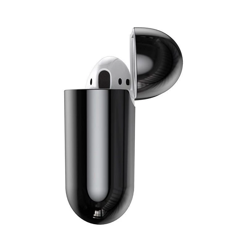 Baseus Metallic Shining Ultra-thin Silicone Protector Case with Hook for AirPods 1 / 2 Black