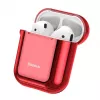 Baseus Metallic Shining Ultra-thin Silicone Protector Case with Hook for Airpods 1 / 2 Red