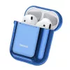 Baseus Metallic Shining Ultra-thin Silicone Protector Case with Hook for AirPods 1/2 Blue