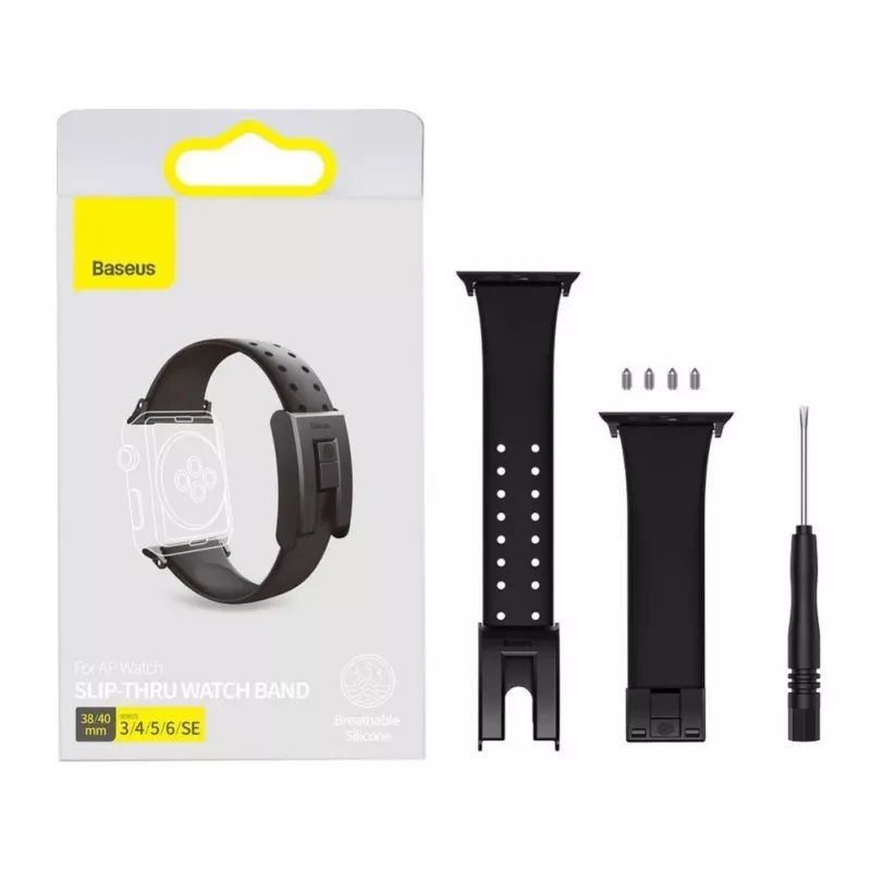 Baseus Slip-Thru Strap Band Bracelet for Apple Watch 3/4/5/6/SE 38mm/40mm Black (LBWSE-01)