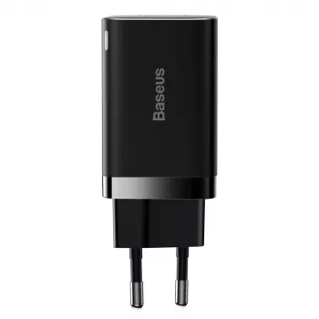 Baseus Super Si Pro Mini 30W USB-C + USB-A Wall Charger, PD 3.0, QC 3.0, EU Plug, Black (CCSUPP-E01)