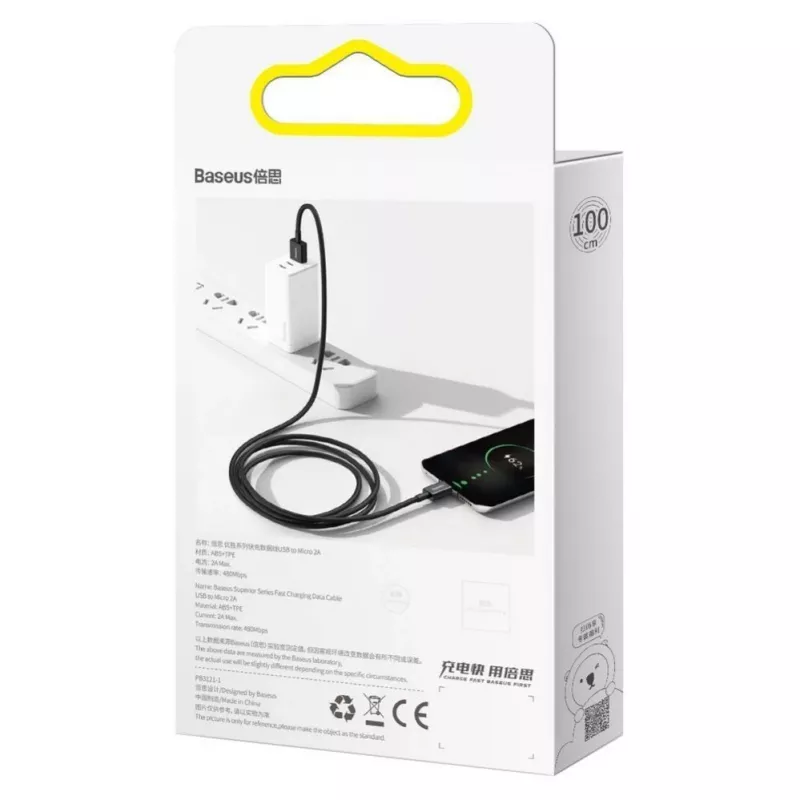 Baseus Superior Fast Charging Data Cable USB-A to Micro USB 1m Black