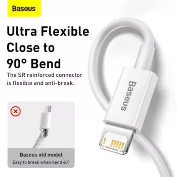 Baseus Superior Series Lightning Cable, Fast Charging, Data 2.4A, 1.5m White (CALYS-B02)