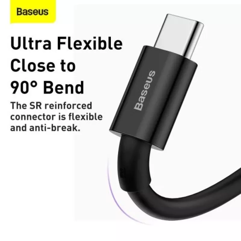 Baseus Superior Series USB-A to USB-C Fast Charging Data Cable, 66W (11V/6A), 2m, Black (CATYS-A01)