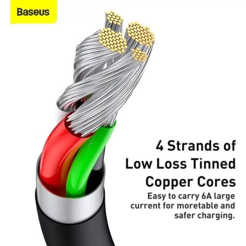 Baseus Superior Series USB-A to USB-C Fast Charging Data Cable, 66W (11V/6A), 2m, Black (CATYS-A01)