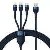 Baseus Universal Cable Flash Series II 3-in-1 Fast Charging Data Cable (USB-A to Micro + Lightning + Type-C) 66W, 480mbps, 1.2m, Blue (CASS040003)