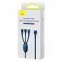 Baseus Universal Cable Flash Series II 3-in-1 Fast Charging Data Cable (USB-A to Micro + Lightning + Type-C) 66W, 480mbps, 1.2m, Blue (CASS040003)