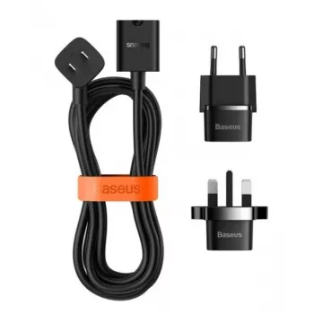 Baseus Universal PowerCombo Cable / Extension Cord with Mini Power Strip 1m Black (EU and UK Power Adapter)
