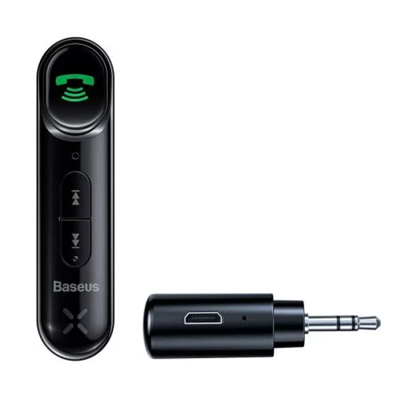Baseus WXQY-01 Bluetooth 5.0 Car AUX Receiver with Micro USB Charging – 10m Range, 145mAh, Black