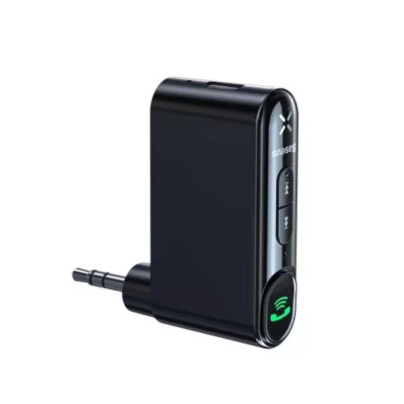 Baseus WXQY-01 Bluetooth 5.0 Car AUX Receiver with Micro USB Charging – 10m Range, 145mAh, Black