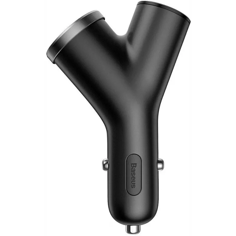 Baseus Y Type Car Charger, 2 USB + Cigarette Lighter Socket, 3.4A, Black (CCALL-YX01)