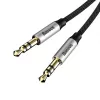 Baseus Yiven M30 3.5mm Audio Cable (Male to Male) – 1m, Nylon Braided, Gold-Plated, Black/Silver